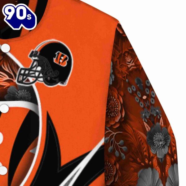 Customized Cincinnati Bengals Floral Print Orange Jacket