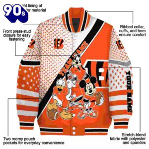 Customized Cincinnati Bengals Mickey Donald Goofy Orange White Jacket