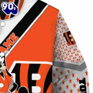 Customized Cincinnati Bengals Mickey Donald Goofy Orange White Jacket