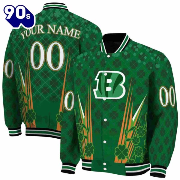 Customized Cincinnati Bengals Shamrock Pattern Green Jacket