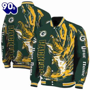 Customized Green Bay Packers Fishing Passion Green White Jacket