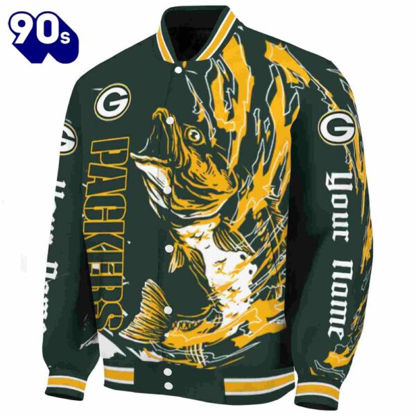 Customized Green Bay Packers Fishing Passion Green White Jacket