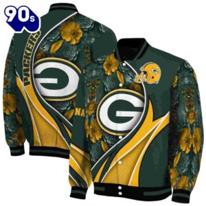 Customized Green Bay Packers Floral Print Green Jacket