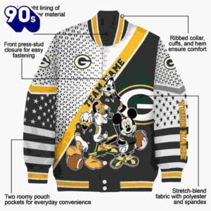 Customized Green Bay Packers Mickey Donald Goofy Green White Jacket