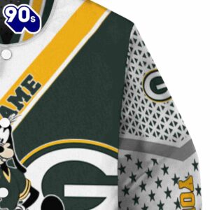 Customized Green Bay Packers Mickey Donald Goofy Green White Jacket