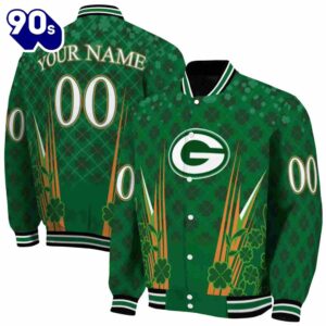 Customized Green Bay Packers Shamrock Pattern Green Jacket