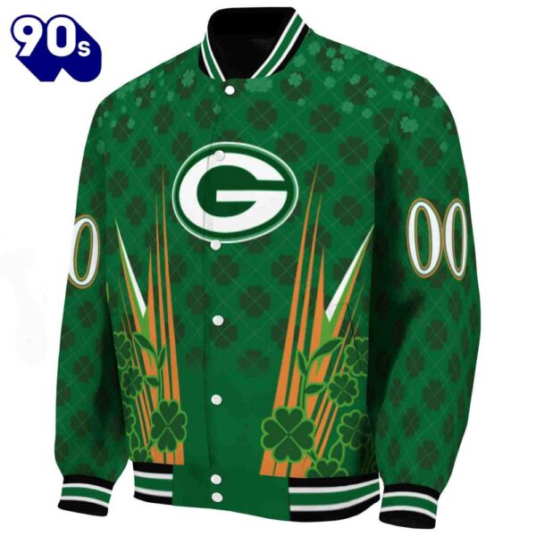 Customized Green Bay Packers Shamrock Pattern Green Jacket