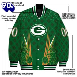 Customized Green Bay Packers Shamrock Pattern Green Jacket