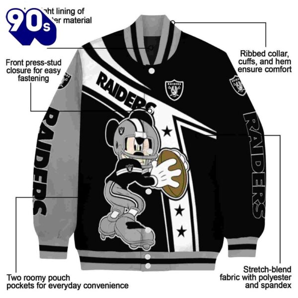 Customized Las Vegas Raiders Mickey Football Black White Jacket