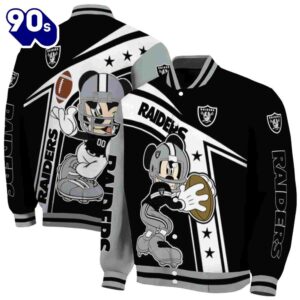 Customized Las Vegas Raiders Mickey Football Black White Jacket