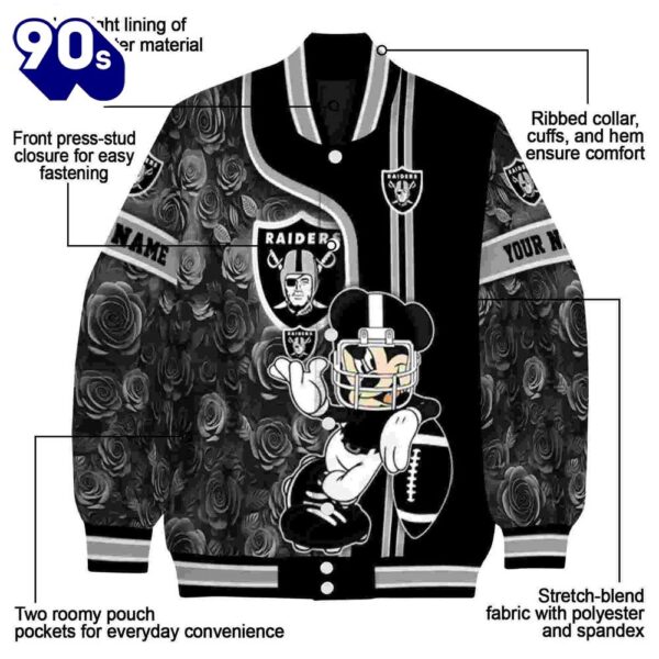 Customized Las Vegas Raiders Rose Mickey Black Jacket