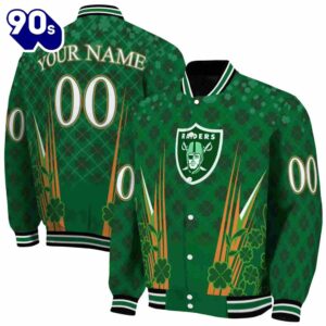 Customized Las Vegas Raiders Shamrock Pattern Green Jacket