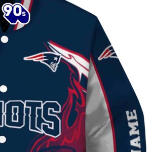 Customized New England Patriots Flaming Football Blue White Jacket