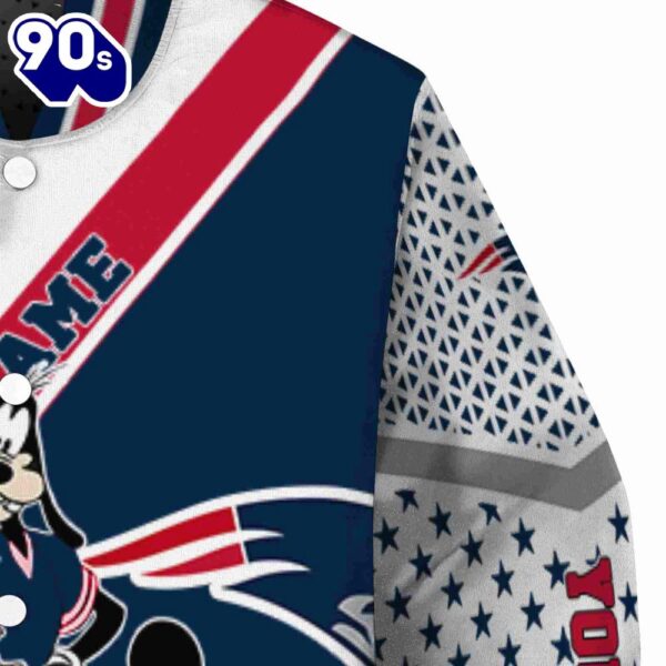 Customized New England Patriots Mickey Donald Goofy Blue White Jacket