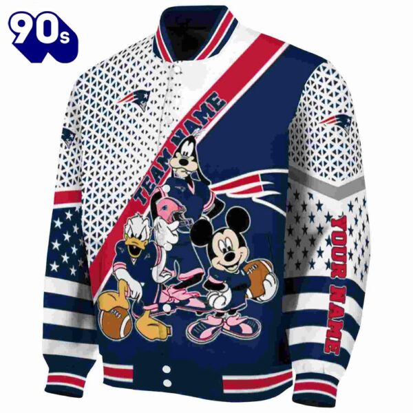 Customized New England Patriots Mickey Donald Goofy Blue White Jacket