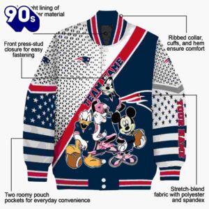 Customized New England Patriots Mickey Donald Goofy Blue White Jacket