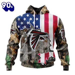 Customized NFL Atlanta Falcons USA Flag Camo Realtree Hunting Unisex Tshirt