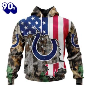 Customized NFL Indianapolis Colts USA Flag Camo Realtree Hunting Unisex Tshirt