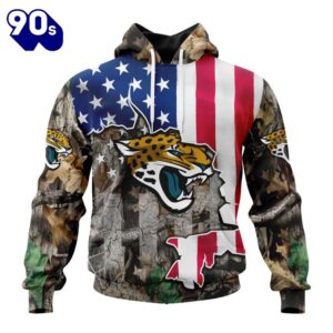 Customized NFL Jacksonville Jaguars USA Flag Camo Realtree Hunting Unisex Tshirt