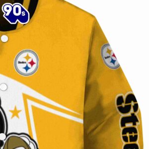 Customized Pittsburgh Steelers Mickey Football Gold White Jacket