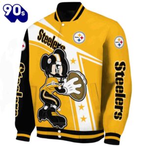 Customized Pittsburgh Steelers Mickey Football Gold White Jacket