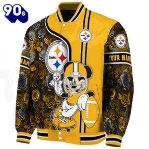 Customized Pittsburgh Steelers Rose Mickey Gold Jacket