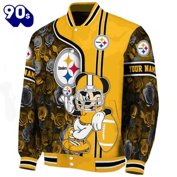 Customized Pittsburgh Steelers Rose Mickey Gold Jacket