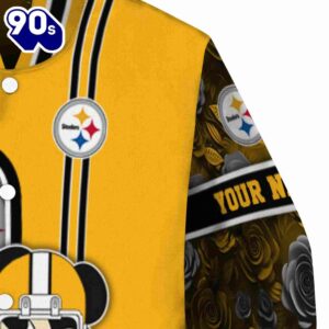 Customized Pittsburgh Steelers Rose Mickey Gold Jacket