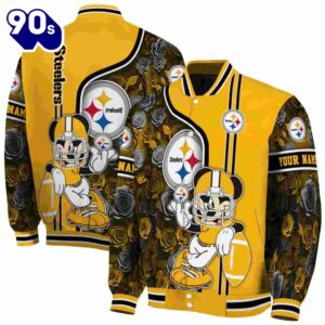 Customized Pittsburgh Steelers Rose Mickey Gold Jacket