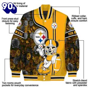 Customized Pittsburgh Steelers Rose Mickey Gold Jacket