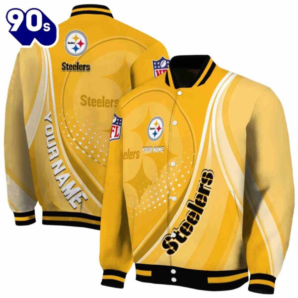 Customized Pittsburgh Steelers Wave Patterns Gold Jacket