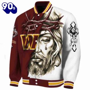 Customized Washington Commanders Jesus Tears Burgundy White Jacket