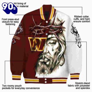 Customized Washington Commanders Jesus Tears Burgundy White Jacket