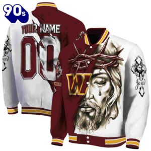 Customized Washington Commanders Jesus Tears Burgundy White Jacket