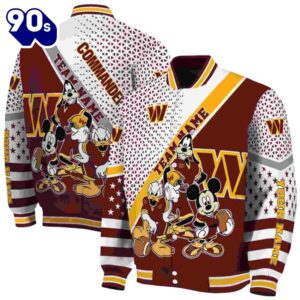 Customized Washington Commanders Mickey Donald Goofy Burgundy White Jacket