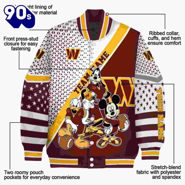 Customized Washington Commanders Mickey Donald Goofy Burgundy White Jacket