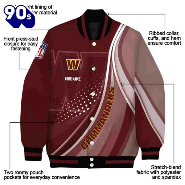 Customized Washington Commanders Wave Patterns Burgundy Jacket