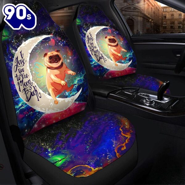 Cute Bull Dog Love You To The Moon Galaxy Premium Custom Car Seat Covers Decor Protectors