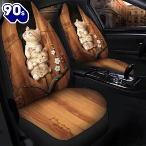 Cute Cats In Tree Car Seat Cover