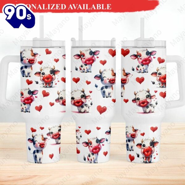 Cute Cow Smooch Valentines 40 oz tumbler – 40oz Tumbler with Handle