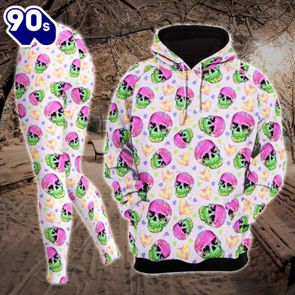 Cute Pink Pastel Skull Combo Hoodie And Leggings