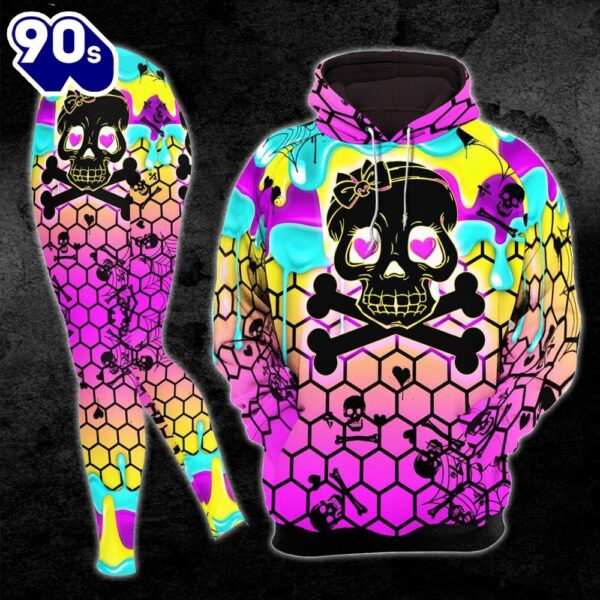 Cute Rainbow Skull Crossbone Combo Hoodie And Leggings