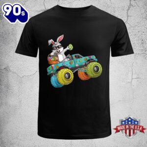 Dabbing Bunny Monster Truck Lovers Kids Boys Happy Easter Tee Shirt