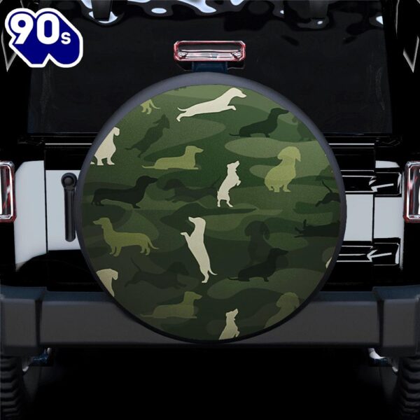 Dachshund Camouflage Army Style Car Spare Tire Cover Gift For Campers
