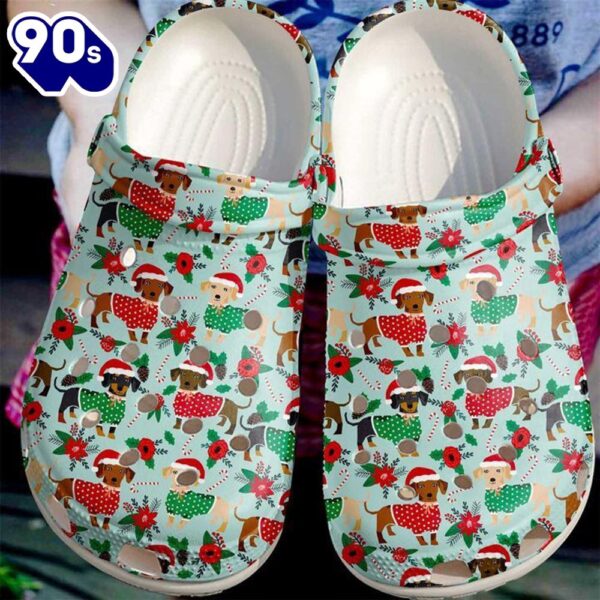 Dachshund Christmas Pattern Clog Shoes For Men Women