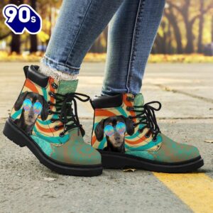 Dachshund Dog Leather Boots Shoes Hippie Style Funny