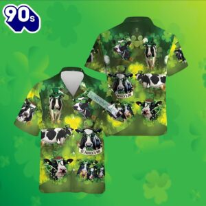 Dairy Cow Shamrock St Patricks Green Aloha Shirt 2025