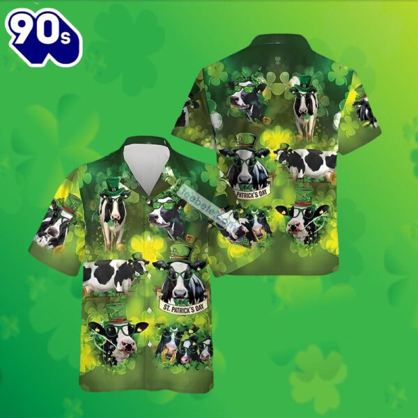 Dairy Cow Shamrock St Patricks Green Aloha Shirt 2025