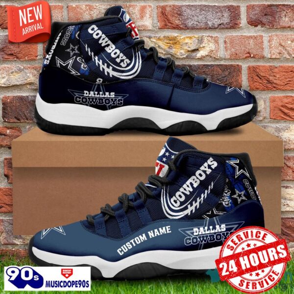 Dallas Cowboys Custom Name NFL Air Jordan 11 Shoes Men And Women Sneakers