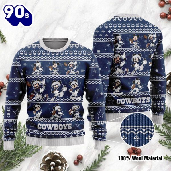 Dallas Cowboys Mickey Player Disney Ugly Christmas Sweaters  Gift Christmas
